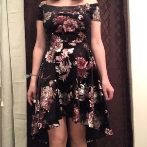 Black floral prom dress